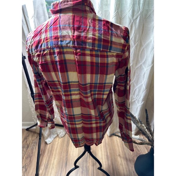 VTG Lauren Ralph Lauren Womens M Plaid Silk Button-Down Shirt  LOGO School girl - Picture 4 of 10